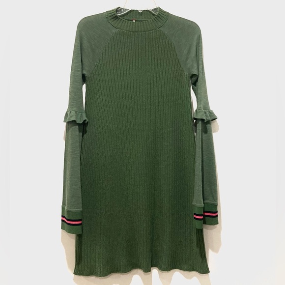 NWT, Free People Zou Bisou Knit Sweater Dress, Size XS, Green - Picture 2 of 13